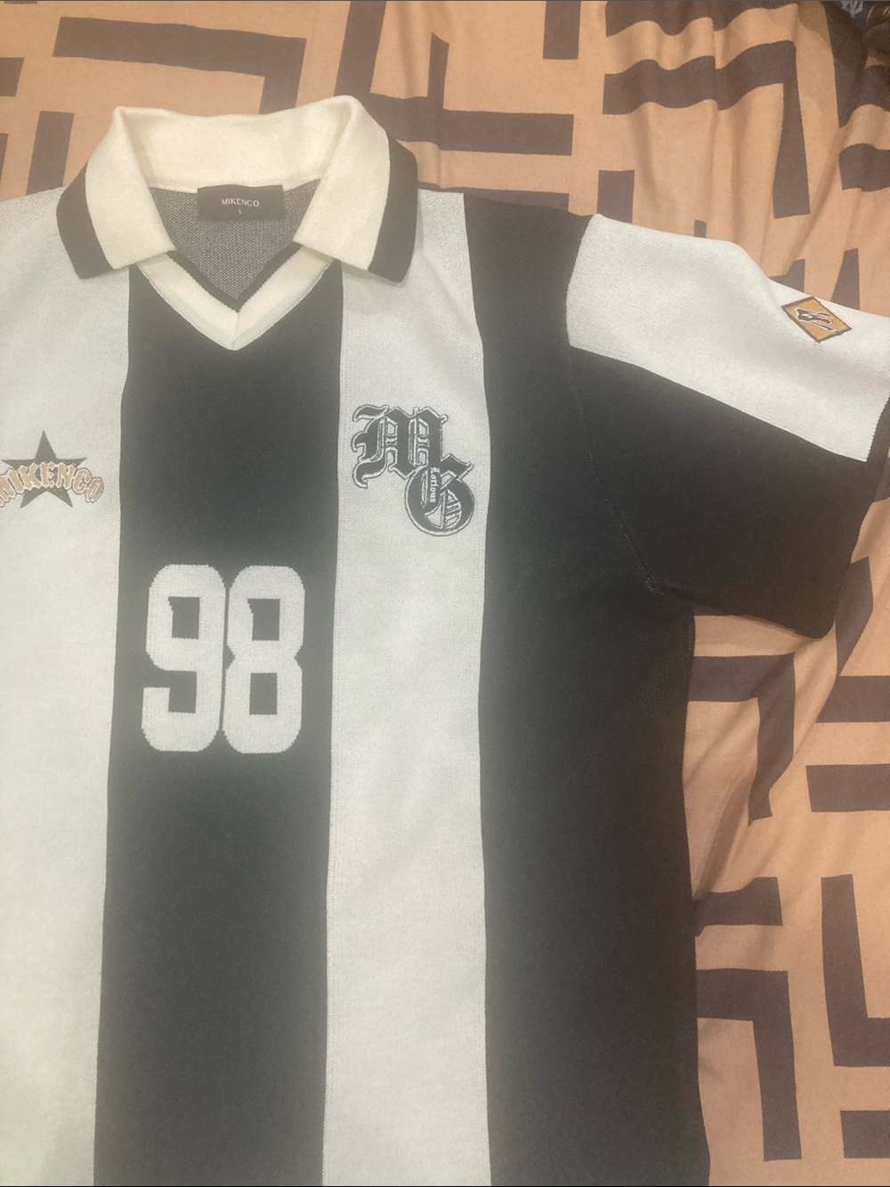 Black & White Striped Men’s Polo Shirt - 98 Graphic